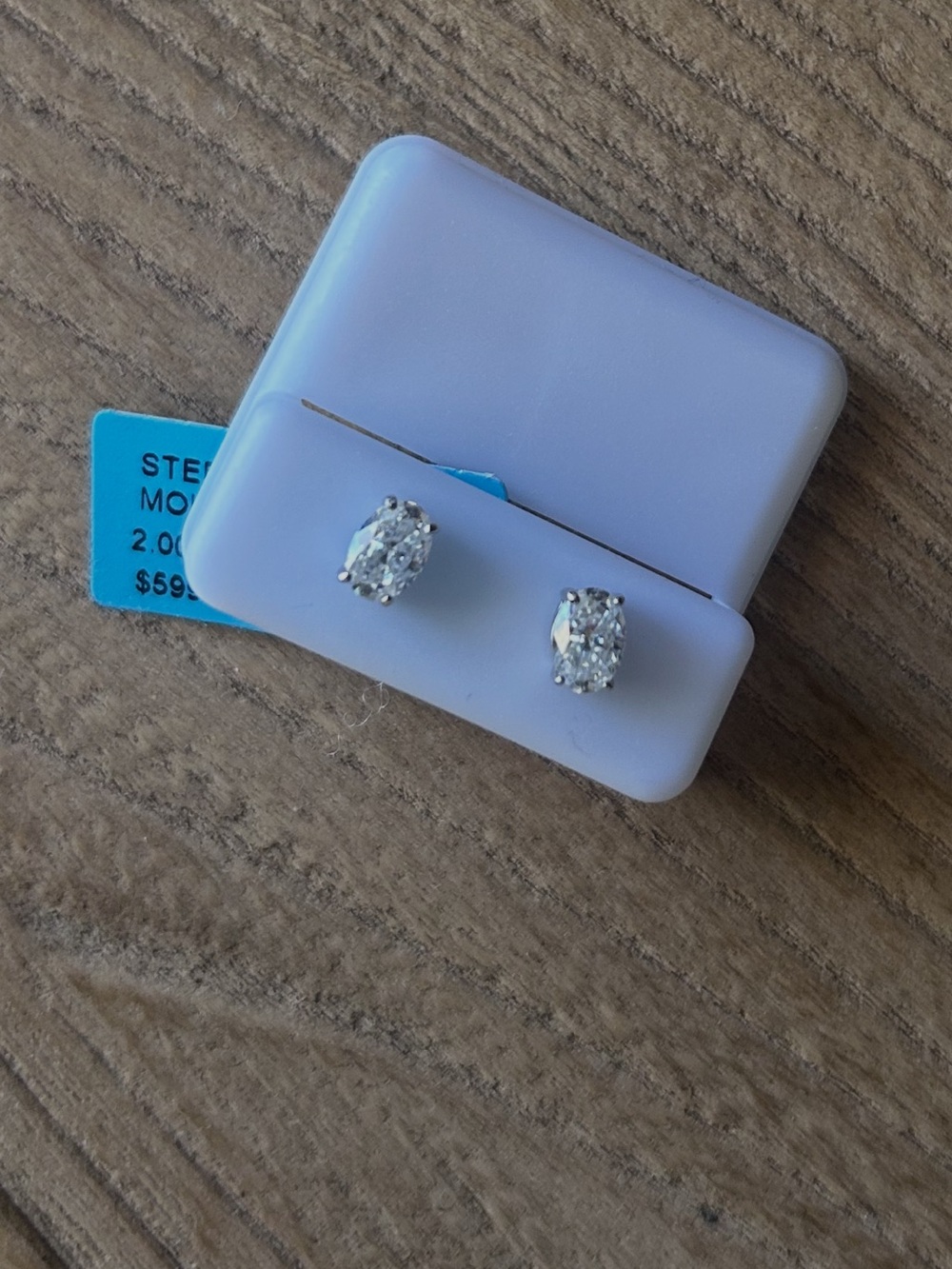 2CT Oval Moissanite Sterling Silver Stud Earrings NWT
